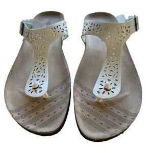 Women's Makalu California Brie Footbed Sandals lazar cut white size 9.5